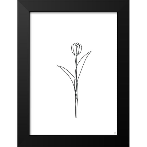Line Tulips 3 Black Modern Wood Framed Art Print by Line and Brush