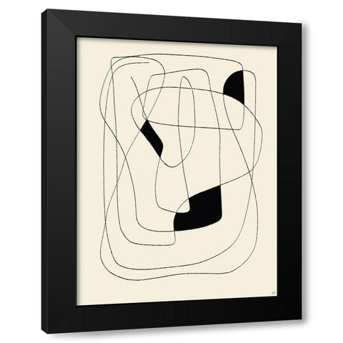 Lines To Fill 3 Black Modern Wood Framed Art Print with Double Matting by Line and Brush
