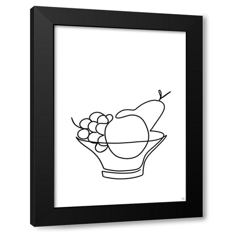 Still Life Fruit Bowl Black Modern Wood Framed Art Print by Line and Brush