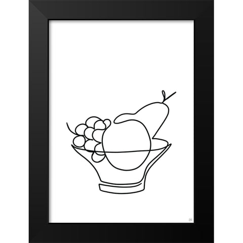 Still Life Fruit Bowl Black Modern Wood Framed Art Print by Line and Brush