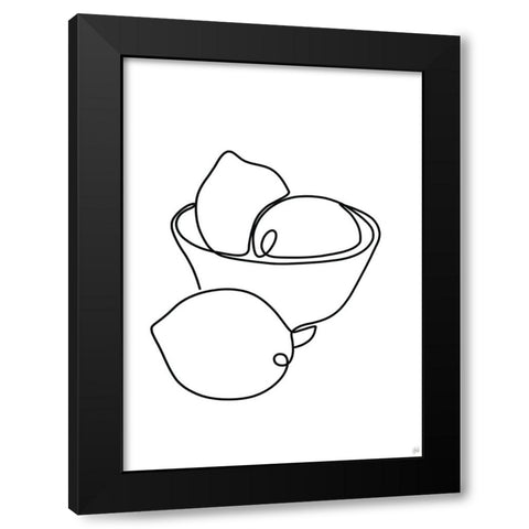 Still Life Lemons Black Modern Wood Framed Art Print by Line and Brush
