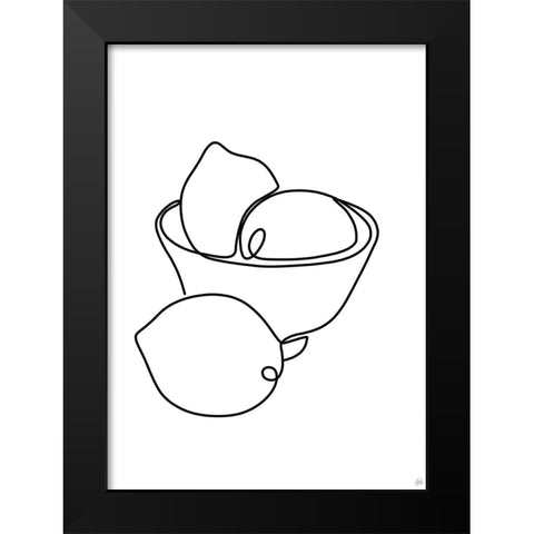 Still Life Lemons Black Modern Wood Framed Art Print by Line and Brush