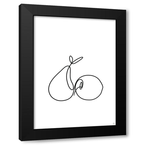 Still Life Pear and Apple Black Modern Wood Framed Art Print by Line and Brush