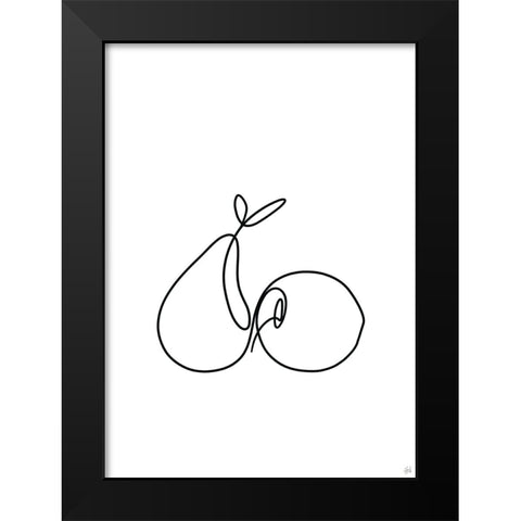 Still Life Pear and Apple Black Modern Wood Framed Art Print by Line and Brush