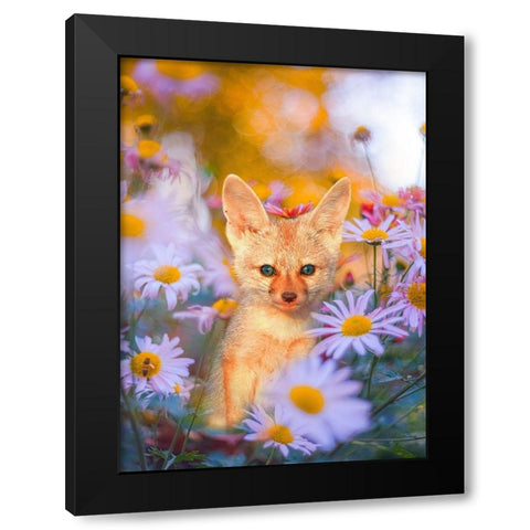 Fox in Garden Black Modern Wood Framed Art Print by Love Grams