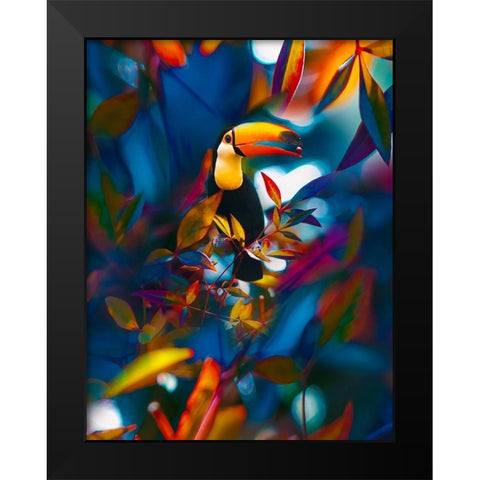 Toucan Tropics Black Modern Wood Framed Art Print by Love Grams