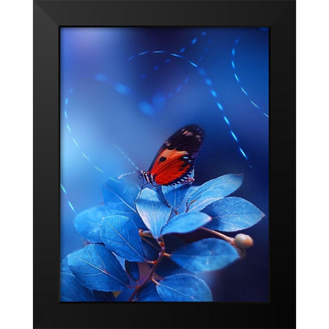Neon Trails Black Modern Wood Framed Art Print by Love Grams