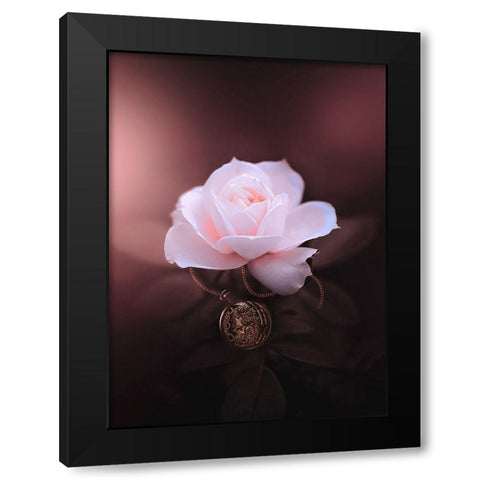 Rose in Time Black Modern Wood Framed Art Print with Double Matting by Love Grams