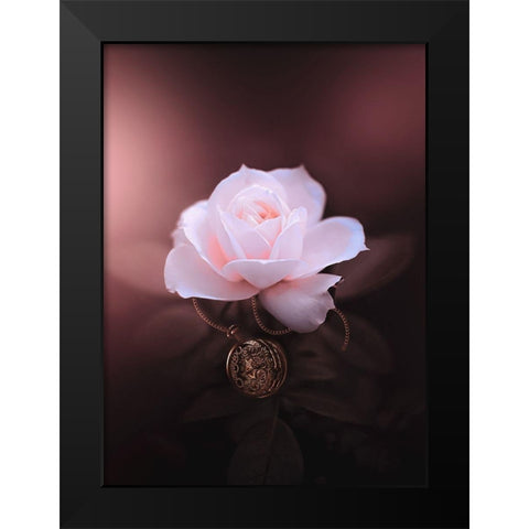Rose in Time Black Modern Wood Framed Art Print by Love Grams