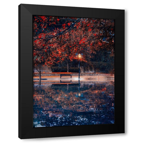 Along the Canal Black Modern Wood Framed Art Print with Double Matting by Love Grams