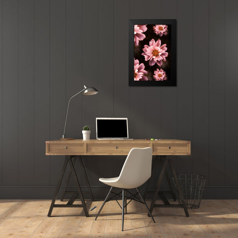 Floral Pattern Black Modern Wood Framed Art Print by Love Grams