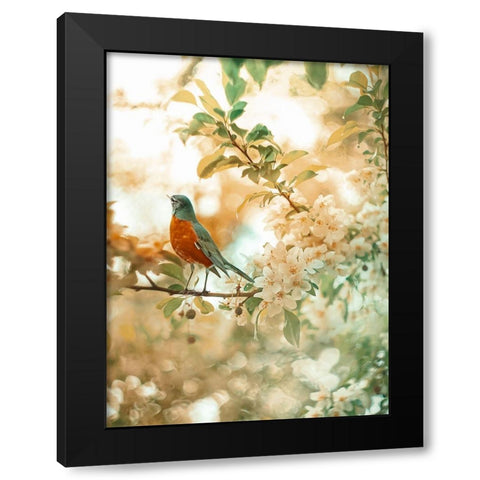 Spring Harmony Black Modern Wood Framed Art Print by Love Grams