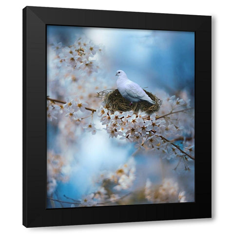The Dove Black Modern Wood Framed Art Print by Love Grams