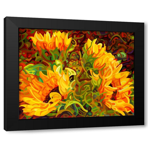 Four Sunflowers Black Modern Wood Framed Art Print with Double Matting by Budan, Mandy