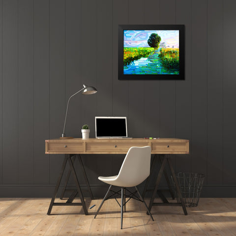 Ebb And Flow Black Modern Wood Framed Art Print by Budan, Mandy