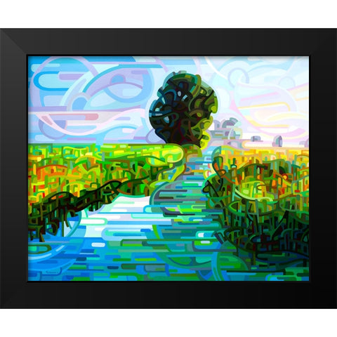 Ebb And Flow Black Modern Wood Framed Art Print by Budan, Mandy