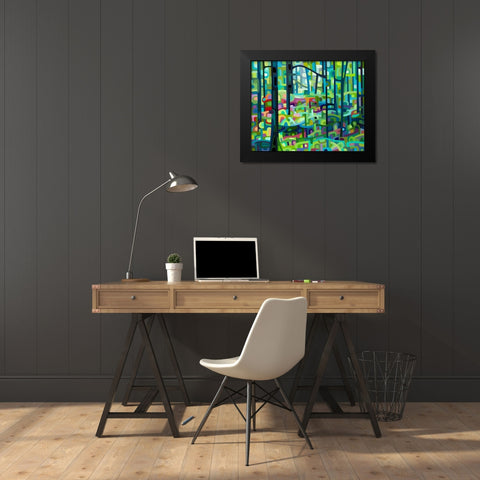 Celadon Morning Black Modern Wood Framed Art Print by Budan, Mandy