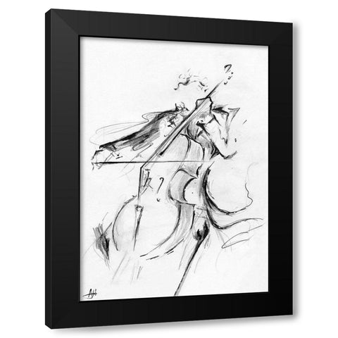 The Cellist Sketch Black Modern Wood Framed Art Print by Allante, Marc