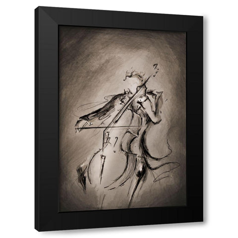 The Cellist Black Modern Wood Framed Art Print with Double Matting by Allante, Marc