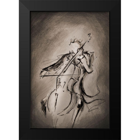 The Cellist Black Modern Wood Framed Art Print by Allante, Marc