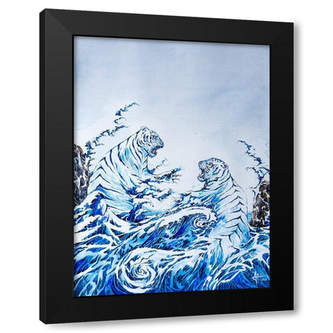 The Crashing Waves Black Modern Wood Framed Art Print with Double Matting by Allante, Marc