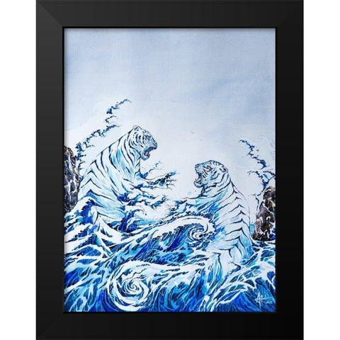 The Crashing Waves Black Modern Wood Framed Art Print by Allante, Marc