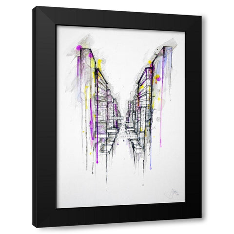 This City Sleeps Black Modern Wood Framed Art Print by Allante, Marc
