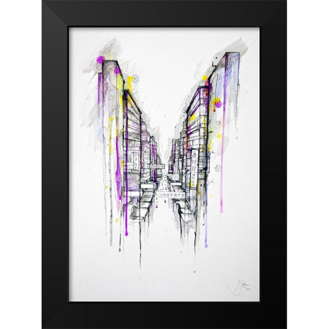 This City Sleeps Black Modern Wood Framed Art Print by Allante, Marc