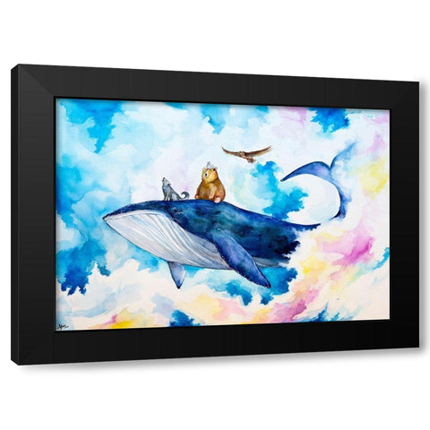 Adventure Time Black Modern Wood Framed Art Print with Double Matting by Allante, Marc