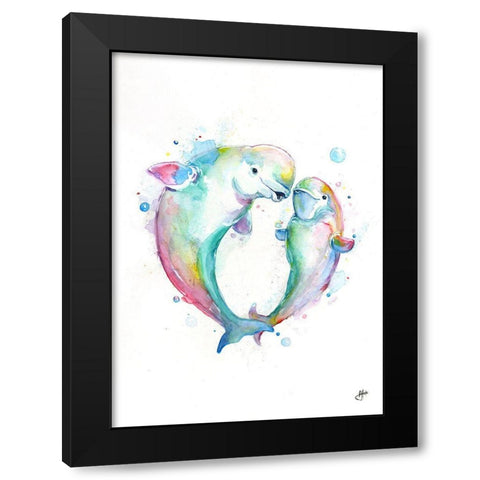 Bubbly Belugas Black Modern Wood Framed Art Print by Allante, Marc