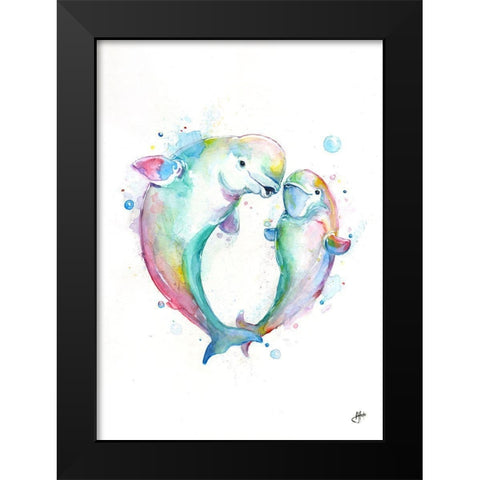 Bubbly Belugas Black Modern Wood Framed Art Print by Allante, Marc