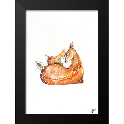 Doh a Deer Black Modern Wood Framed Art Print by Allante, Marc