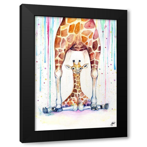 Gorgeous Giraffes (Rain) Black Modern Wood Framed Art Print by Allante, Marc