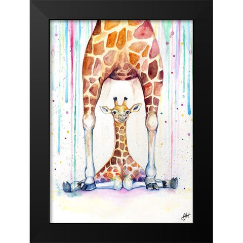 Gorgeous Giraffes (Rain) Black Modern Wood Framed Art Print by Allante, Marc