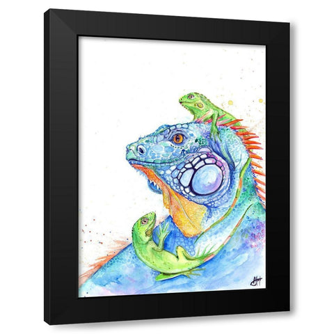Here be Dragons Black Modern Wood Framed Art Print by Allante, Marc