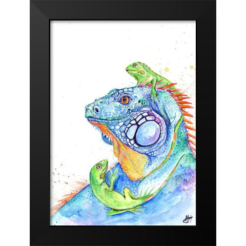 Here be Dragons Black Modern Wood Framed Art Print by Allante, Marc