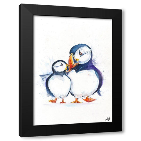 Parading Puffins (Signed) Black Modern Wood Framed Art Print by Allante, Marc