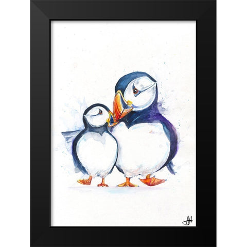 Parading Puffins (Signed) Black Modern Wood Framed Art Print by Allante, Marc