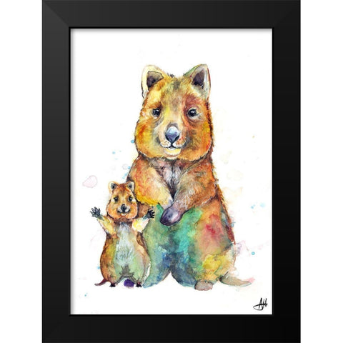 Qwazy Quokkas Black Modern Wood Framed Art Print by Allante, Marc