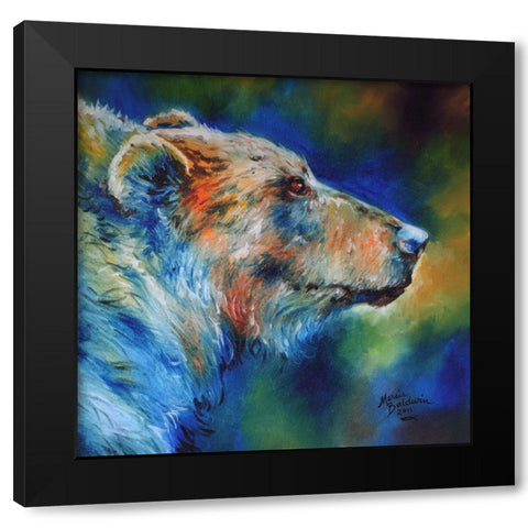 Bear Abstract Black Modern Wood Framed Art Print with Double Matting by Baldwin, Marcia