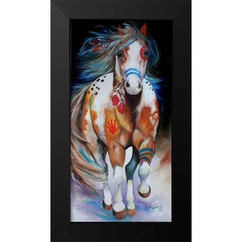 Brave The Indian War Horse Black Modern Wood Framed Art Print by Baldwin, Marcia