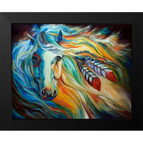 Breaking Dawn Indian War Horse Black Modern Wood Framed Art Print by Baldwin, Marcia