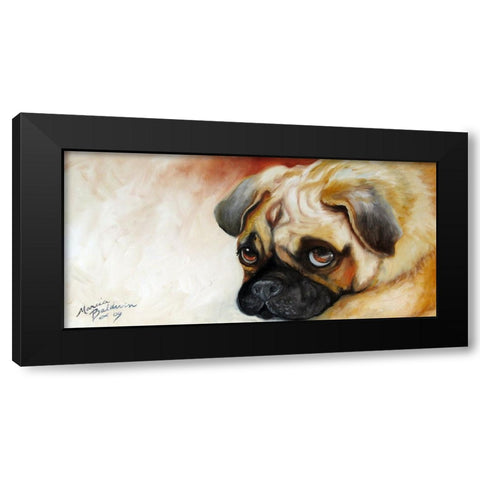 Cutie Pie Pug Black Modern Wood Framed Art Print with Double Matting by Baldwin, Marcia