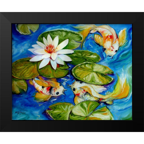 Dance Of The Koi 2 Black Modern Wood Framed Art Print by Baldwin, Marcia
