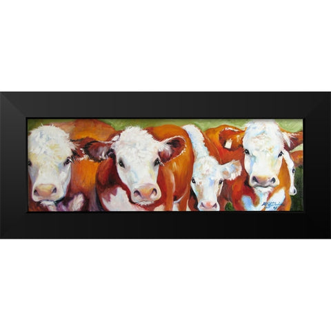 Fab Five Cows Black Modern Wood Framed Art Print by Baldwin, Marcia