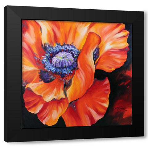 Heart Of A Red Poppy Black Modern Wood Framed Art Print by Baldwin, Marcia