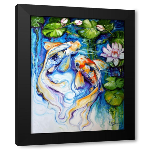 Koi Koi And Lily Black Modern Wood Framed Art Print with Double Matting by Baldwin, Marcia