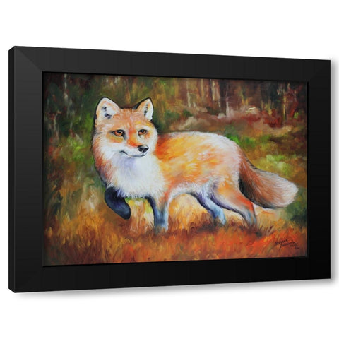 Little Red Fox Black Modern Wood Framed Art Print by Baldwin, Marcia