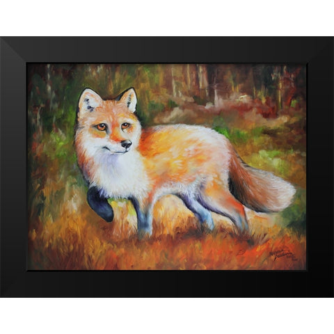 Little Red Fox Black Modern Wood Framed Art Print by Baldwin, Marcia