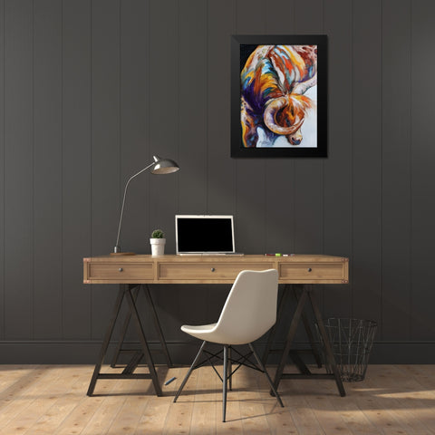 Longhorn Abstract Black Modern Wood Framed Art Print by Baldwin, Marcia